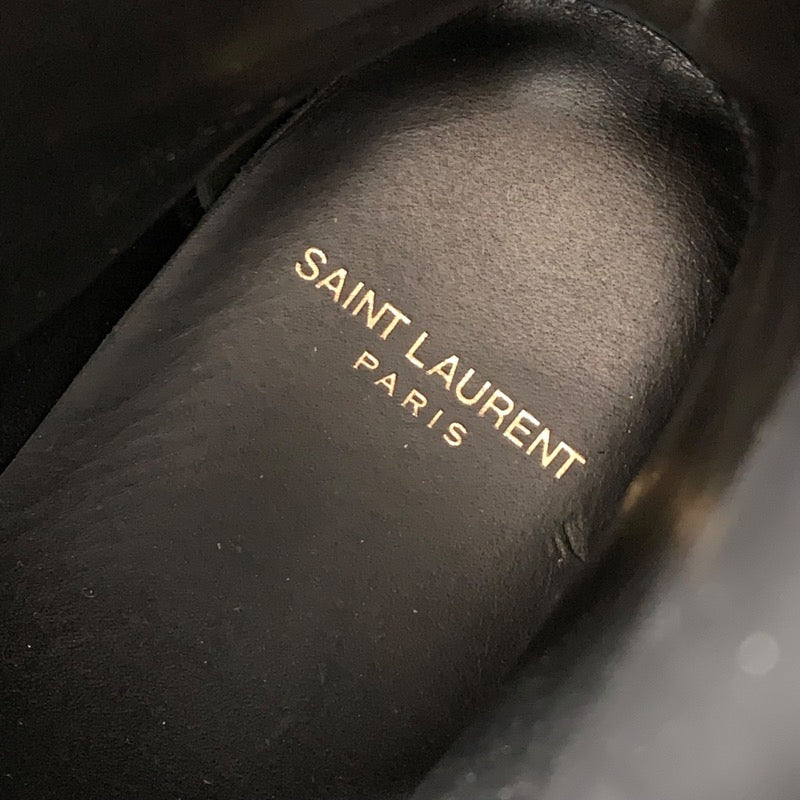 サンローラン SAINT LAURENT ブーツ ショートブーツ 靴 シューズ レザー ブラック 黒 シルバー スタッズ ベルト レースアップ