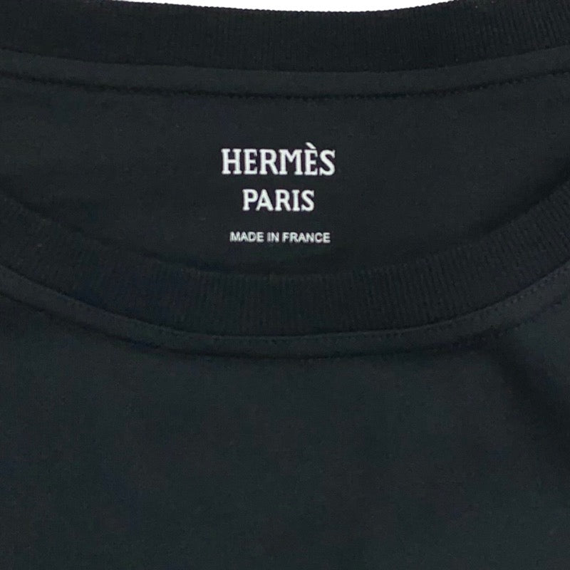 エルメス HERMES トップス コットン ブラック 黒 刺繍 Tシャツ