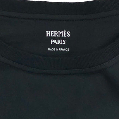 エルメス HERMES トップス コットン ブラック 黒 刺繍 Tシャツ