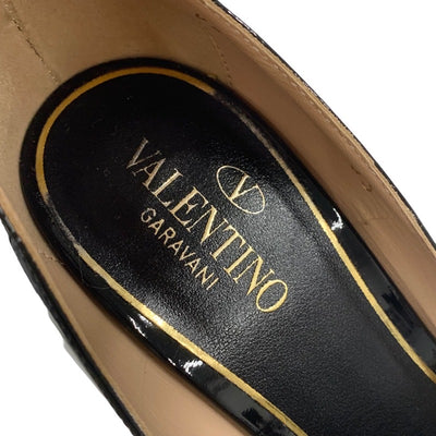 ヴァレンティノ VALENTINO パンプス 靴 シューズ V金具 ストラップ プラットフォーム 厚底 パテント ブラック 黒