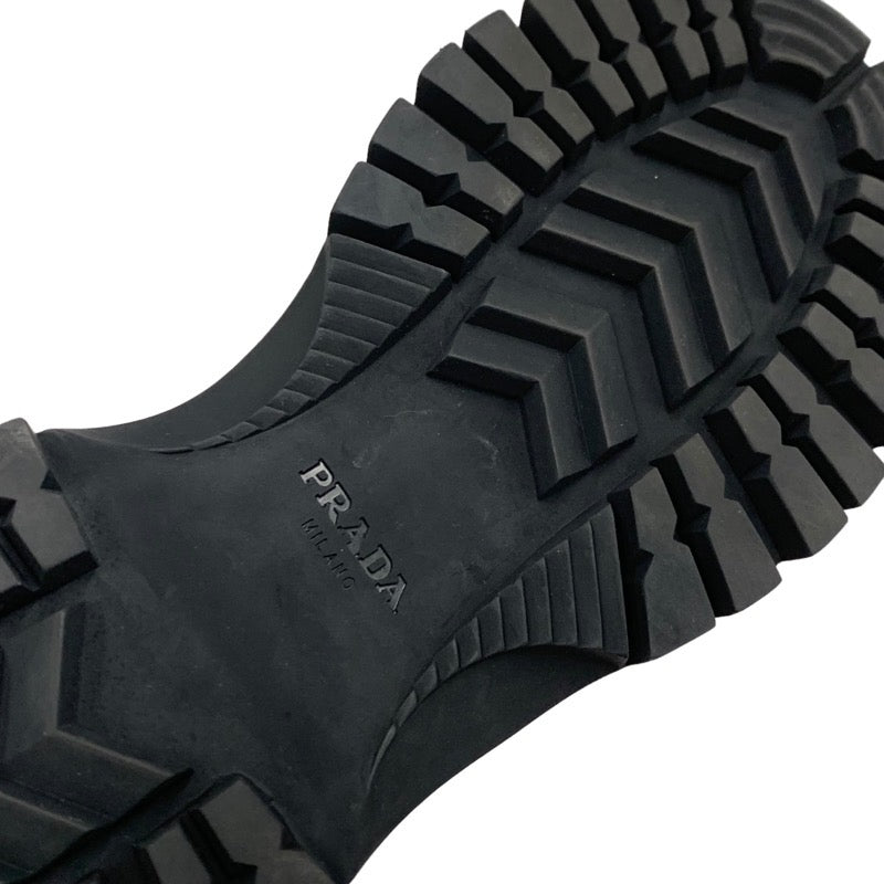 プラダ PRADA ブーツ ショートブーツ ミドルブーツ 靴 シューズ レースアップ レザー ファブリック ブラック 黒