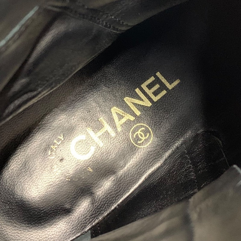 シャネル CHANEL ブーツ ショートブーツ 靴 シューズ パール ココマーク ビジュー レザー ブラック 黒